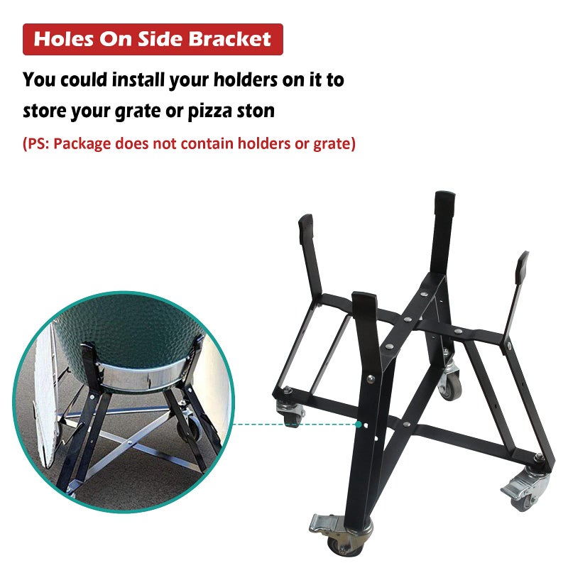 Mydracas Dracarys Rolling Cart for Big Green Egg Accessories Rolling Nest with Heavy Duty Locking Caster Wheels Powder Coated Steel Rolling Outdoor Cart for Large Big Green Egg Kamado Joe Grill Stand - Image 3